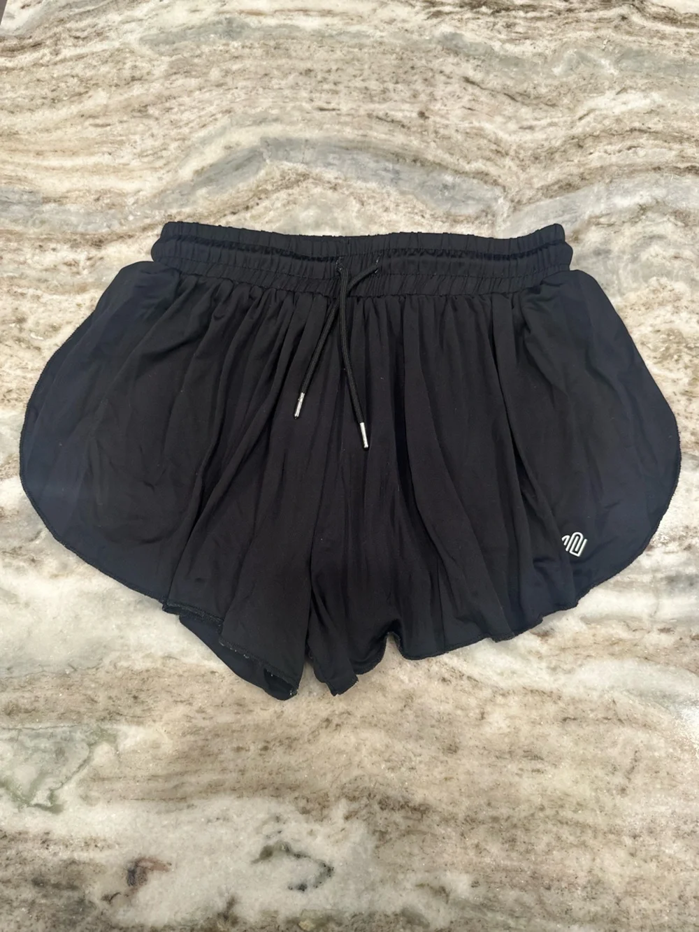 Justice Black Girls' Ruffled Athletic Shorts with Drawstring